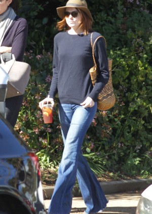 Emma Stone in Jeans and Hat out in LA