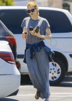 Emma Stone in Long Dress Shopping in Pacific Palisades