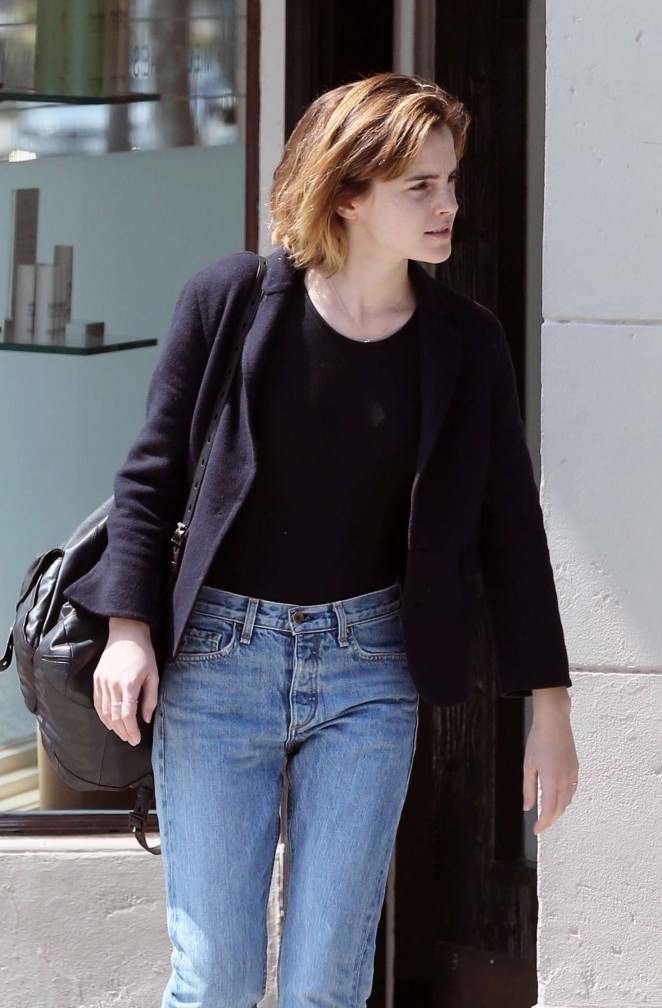 Emma Watson in Jeans at Face Place Beauty Salon -06 | GotCeleb