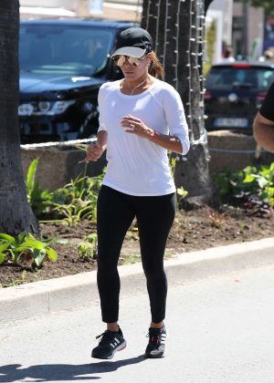 Eva Longoria in Tights jogging in Cannes