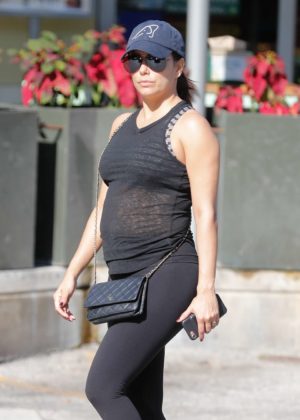 Eva Longoria in Tights - Shopping at Whole Foods in Miami Beach