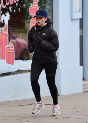 Felicity Jones - Out for a morning run in London