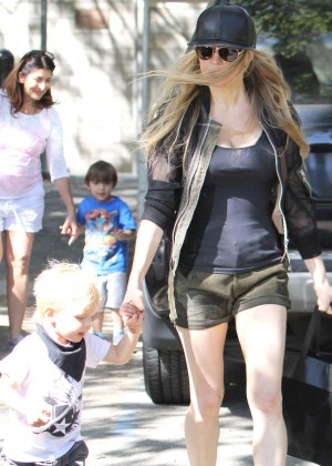 Fergie with her son in the Park in Brentwood