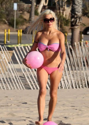 Frenchy Morgan in Pink Bikini at Santa Monica Beach