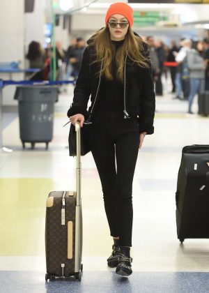 Gigi Hadid Arrives at JFK airport in NYC