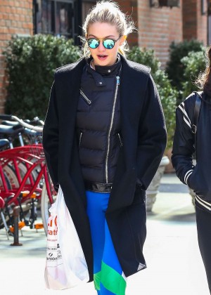 Gigi Hadid in Leggings Out in NYC