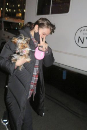 Hailee Steinfeld - Spotted while walks her dog to the makeup Hair trailer in New York City