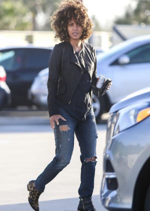 Halle Berry in Jeans out in Santa Monica
