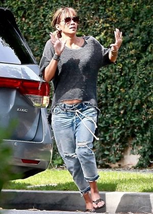 Halle Berry in Ripped Jeans out in LA
