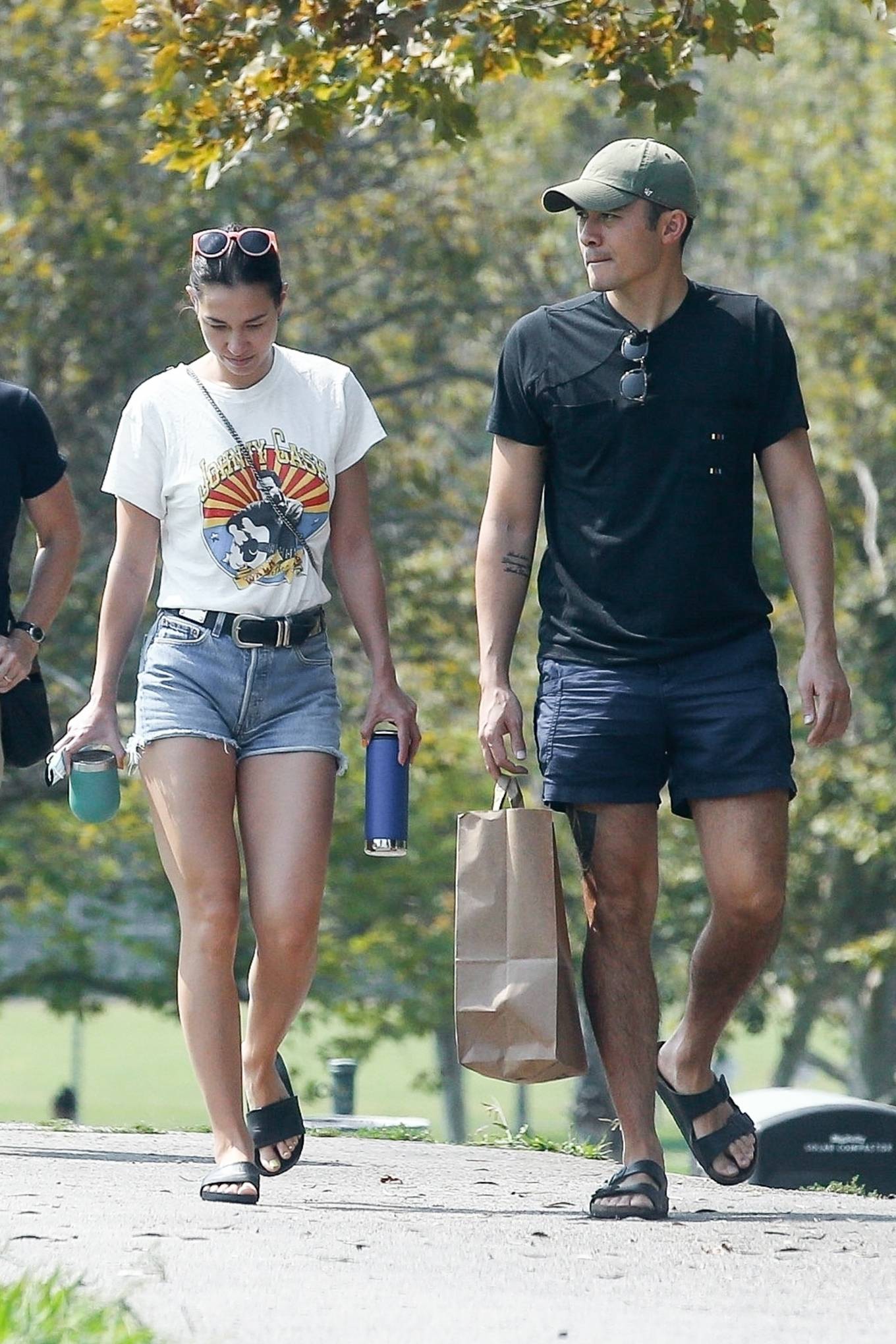 Henry Golding with his wife Liv Lo Golding at a local park in Los Angeles