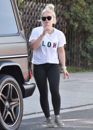 Hillary Duff in Black Leggings - Out in Studio City