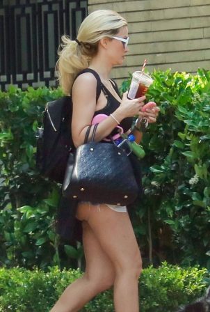 Holly Madison in Short Cutoffs and Black Tank Top in LA
