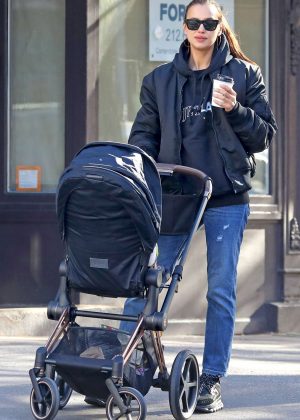 Irina Shayk - Out with her baby Lea in NYC
