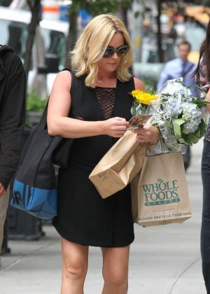 Jane Krakowski in Black Mini Dress Shopping in NYC