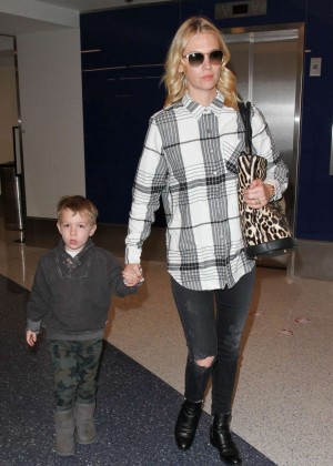 January Jones with her son Xander at LAX Airport in LA