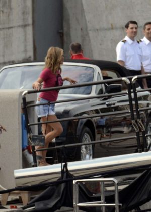 Jennifer Aniston - Filming 'Murder Mystery' in Portofino