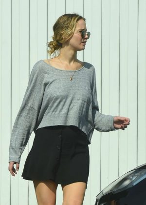 Jennifer Lawrence in Black Mini Skirt - Out in Los Angeles
