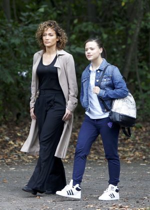 Jennifer Lopez and Sarah Jeffery Filming 'Shades of Blue' set in Prospect Park