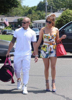 Jennifer Lopez in Shorts with Casper Smart Out in NYC