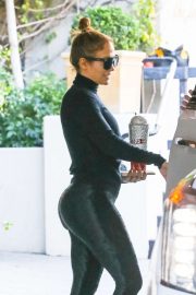 Jennifer Lopez - Spotted in satin gym pants in LA