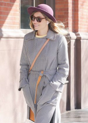 Jessica Biel in Long Coat and Hat - Out in New York