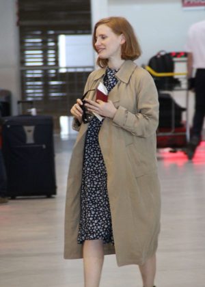 Jessica Chastain at Roissy Charles de Gaulle Airport in Paris