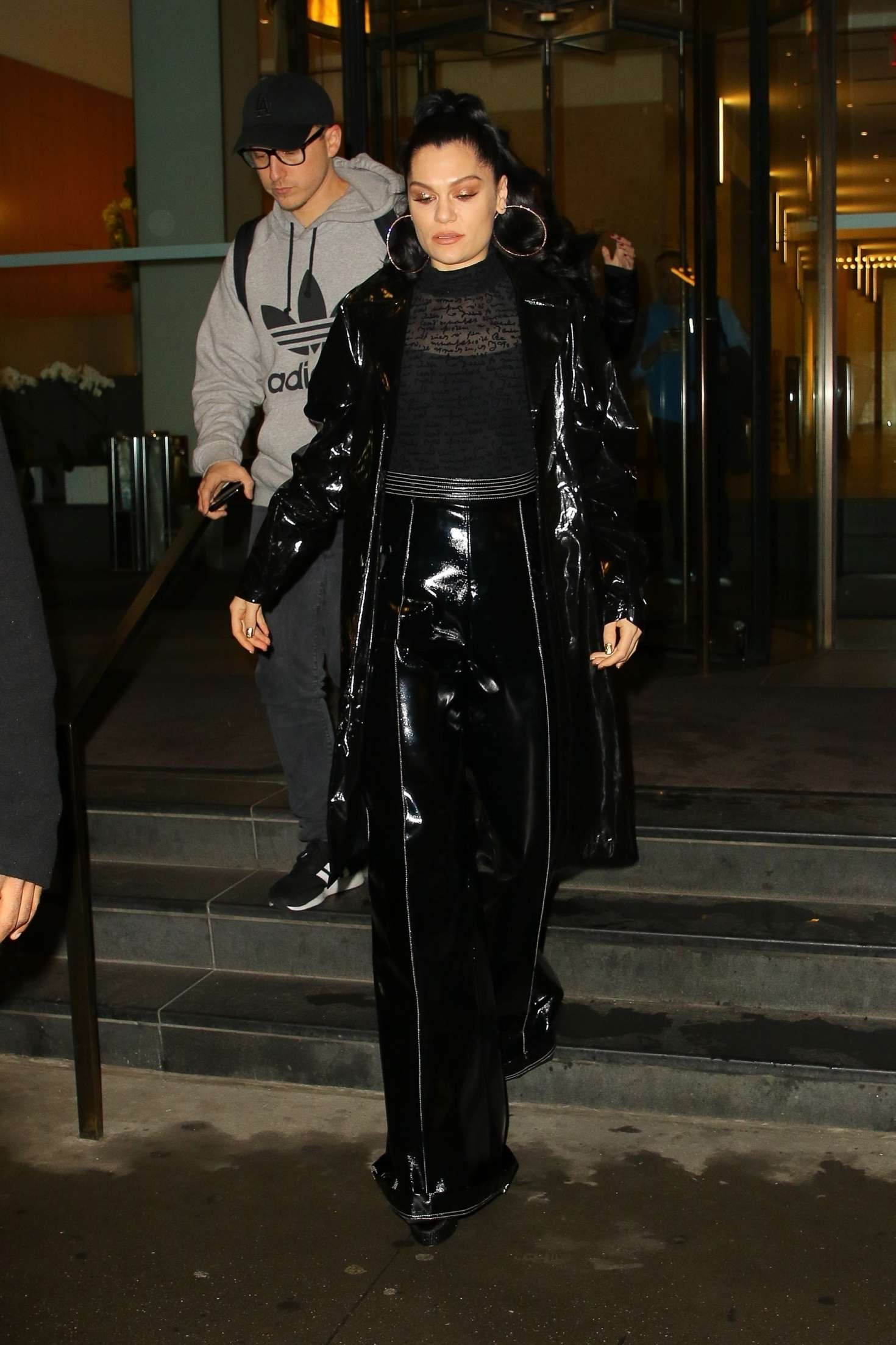 Jessie J in Black PVC Outfit -03 | GotCeleb