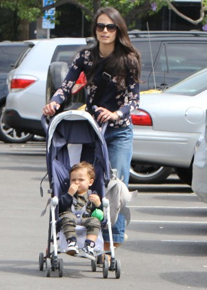 Jordana Brewster - Out with her son in Brentwood