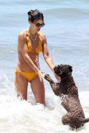 Jordana Brewster - Seen in a bikini at Santa Monica beach