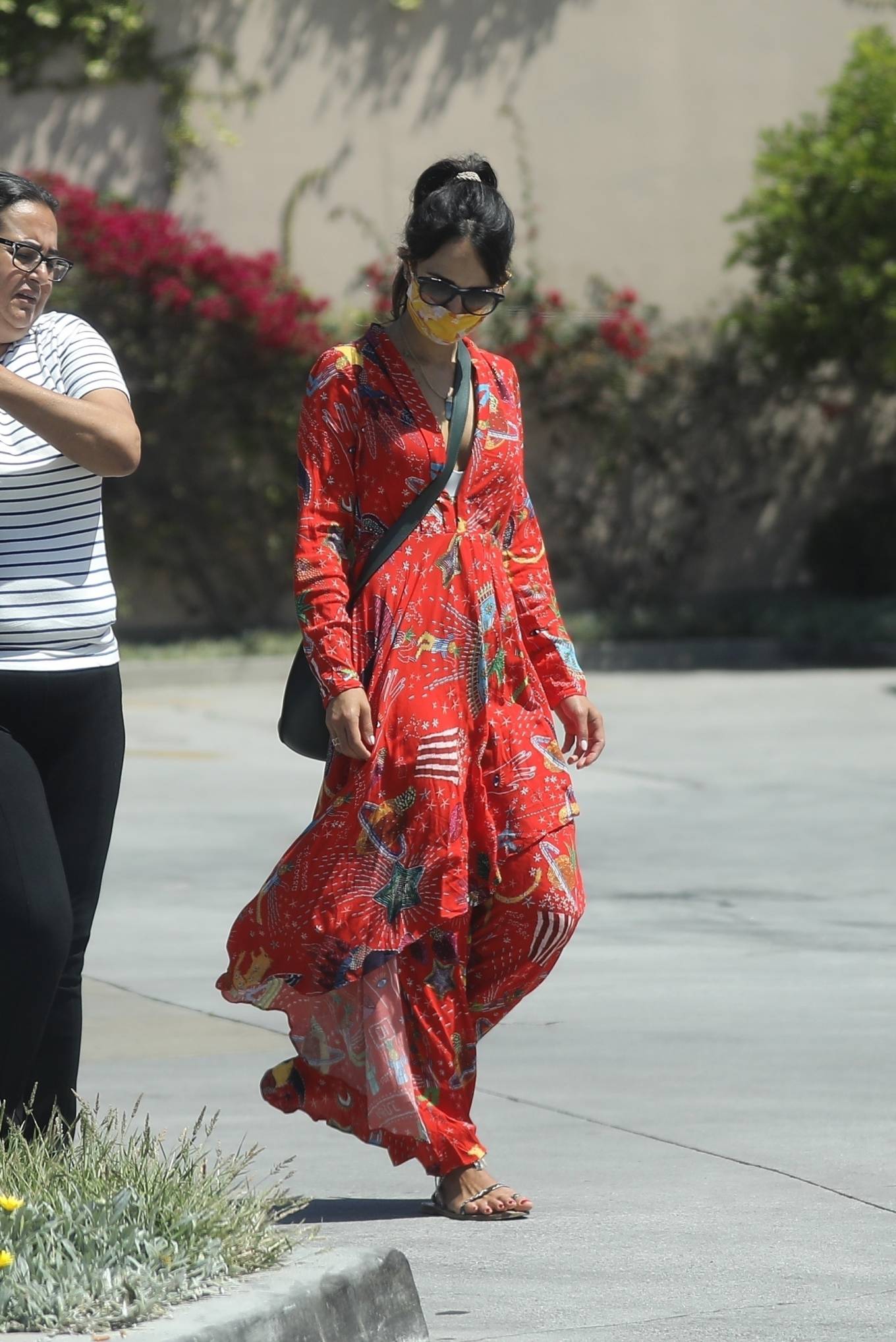 Jordana Brewster 2020 : Jordana Brewster – Wears a red dress while grocery shopping at San Vicente food market in Brentwood-17