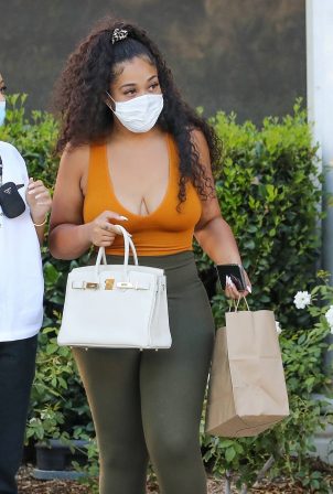 Jordyn Woods - Out with mystery man at Toscanova in Calabasas