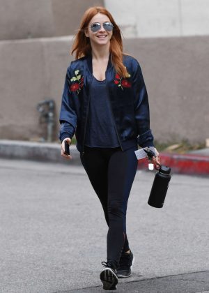 Julianne Hough in Blue Satin Jacket out in Los Angeles