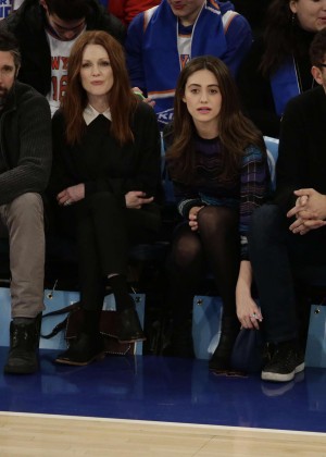 Julianne Moore and Emmy Rossum at the Knicks vs Clippers Game in NYC