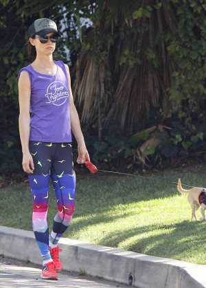 Juliette Lewis in Tights Walking her dog in LA