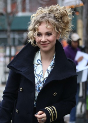 Juno Temple in Long Coat out in NY