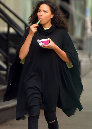 Jurnee Smollett-Bell in Black Outfit Out in New York