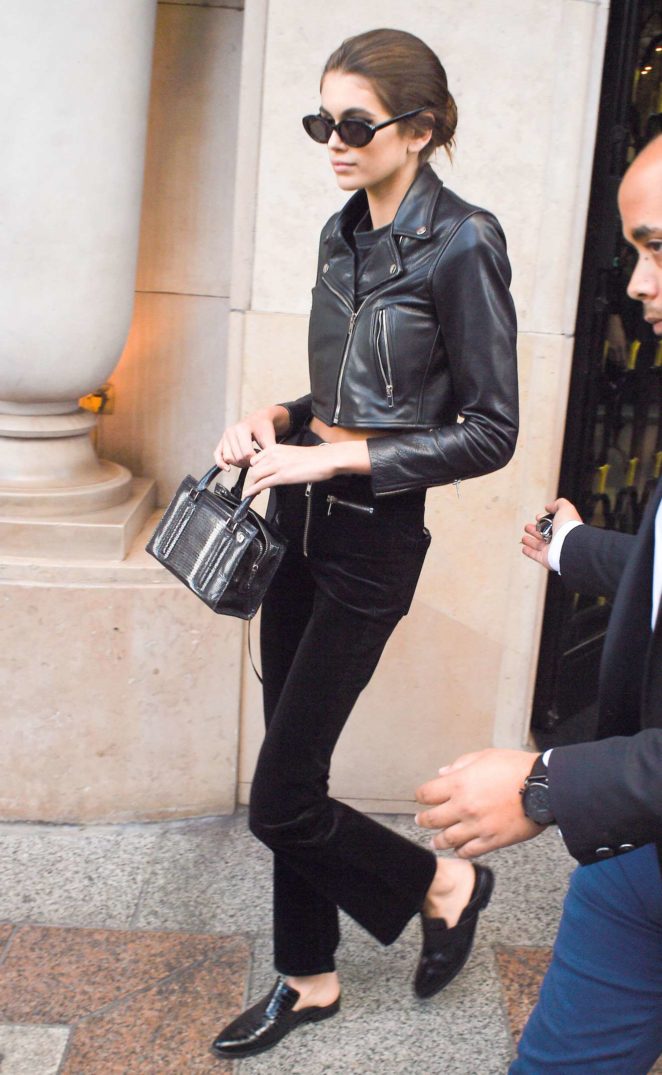 Kaia Gerber - Is Spotted in an all black outfit in Paris
