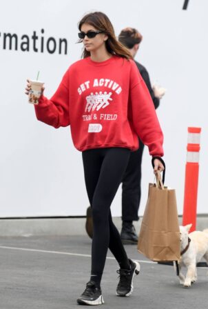 Kaia Gerber - Takes her dog Milo on a hike in Los Angeles