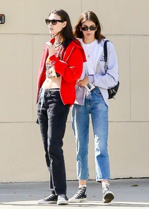 Kaia Gerber with a friend out in Malibu