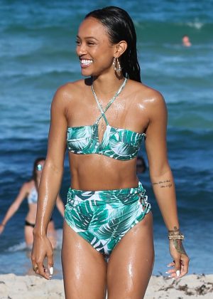 Karrueche Tran in Bikini at the Beach in Miami