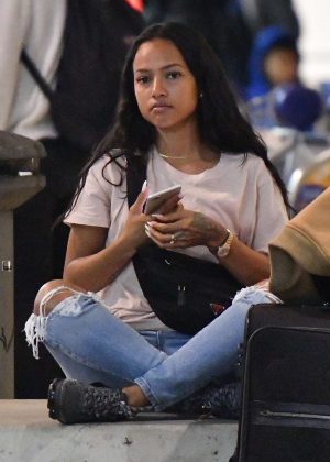 Karrueche Tran in Jeans at LAX Airport in Los Angeles