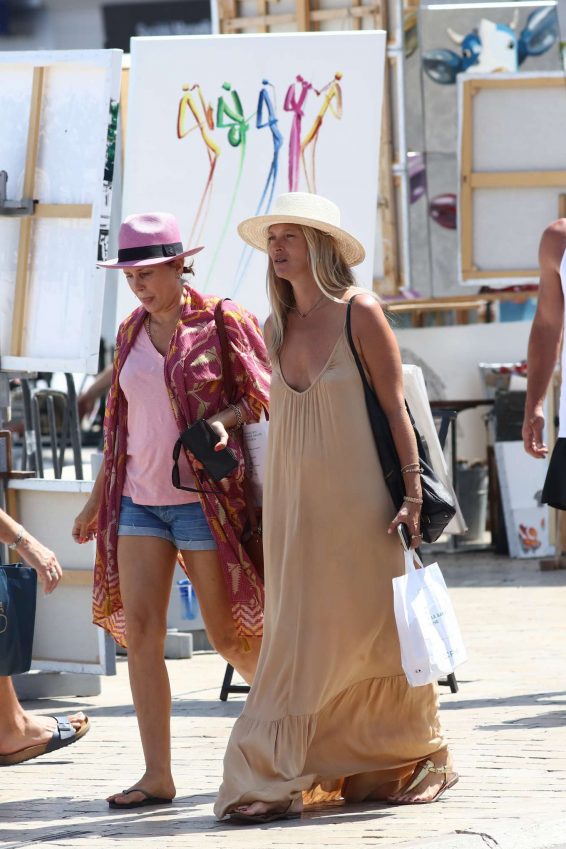 Kate Moss In Long Summer Dress Out In St Tropez Gotceleb