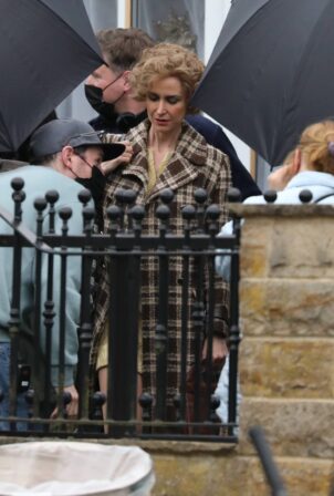 Katherine Kelly - On the set of The Long Shadow in Leeds