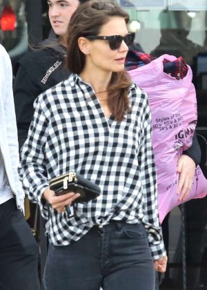 Katie Holmes in Black Jeans Shopping in LA