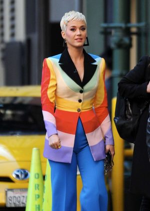 Katy Perry in Colorful Coat - Out in Los Angeles