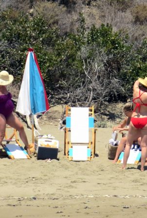 Katy Perry with Karlie Kloss - In bikinis on a beach in Santa Barbara