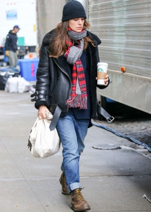 Keira Knightley - Arriving on the set for 'Collateral Beauty' in NYC