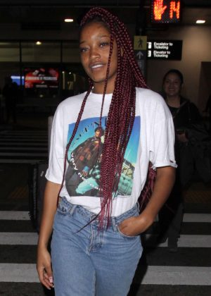 Keke Palmer in Jeans at LAX Airport in LA