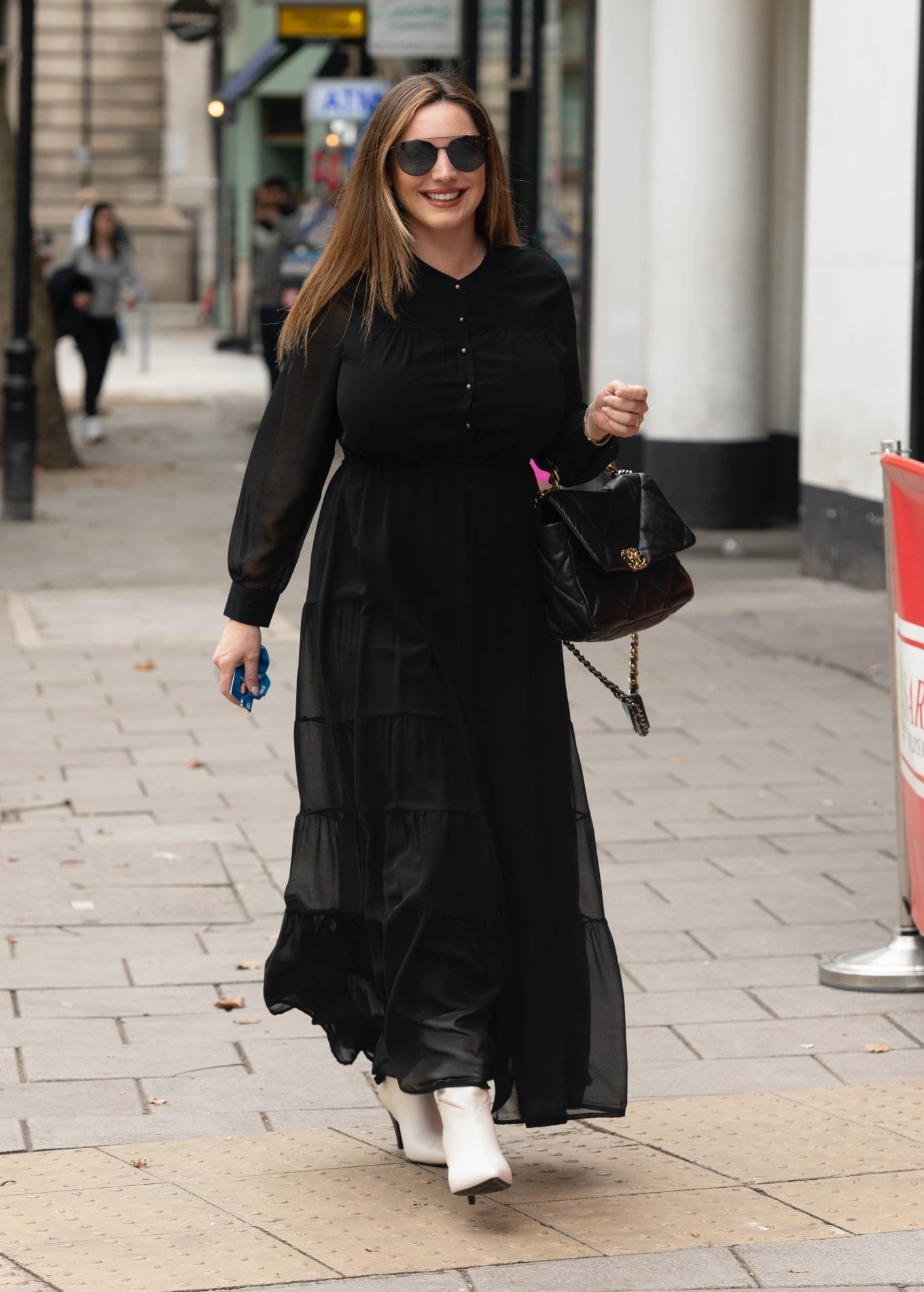 Kelly Brook – In a black maxi dress at Global Radio in London