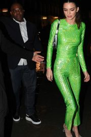 Kendall Jenner - wearing a co-ord by Saks Potts with PVC heels by Amina Muaddi at Sony BRITs after-party in London